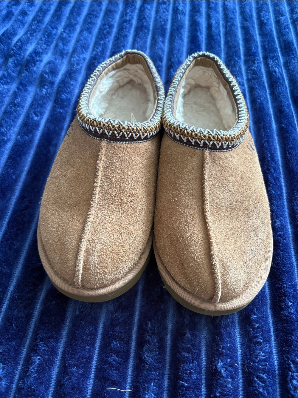 UGG Chestnut Suede Plush-Lined Slip-On Slippers